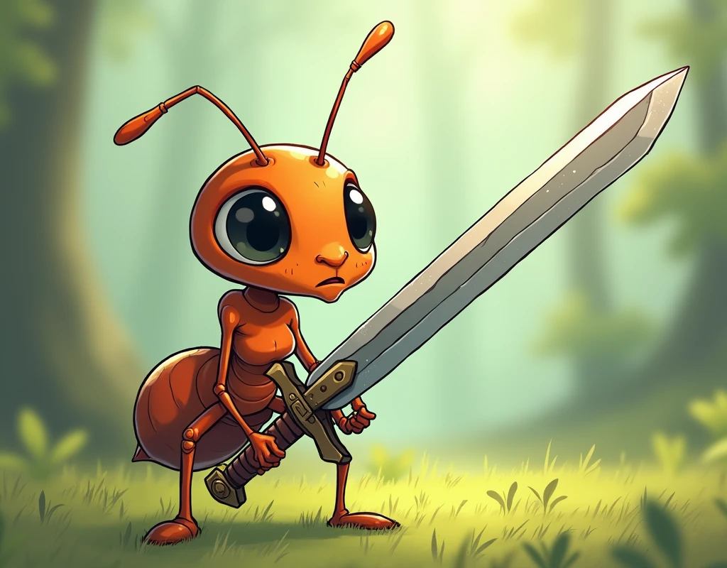 An anthropomorphized ant can't hold the long sword humans use because it's too big