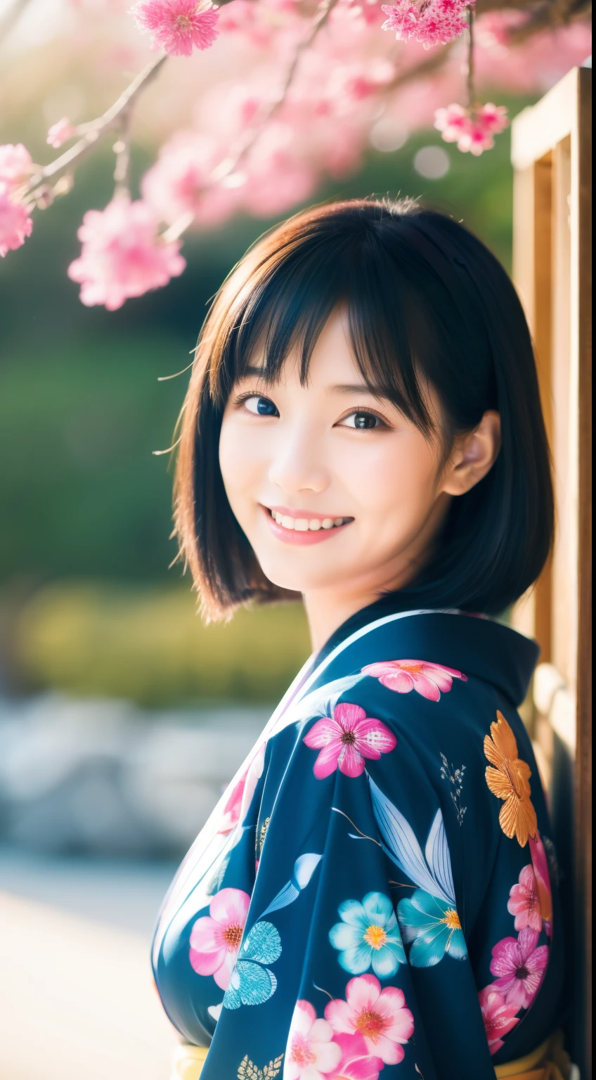 smile, dance, Okinawa, front, winter, snow, 最high quality、high quality、Best image quality、8k、最High resolution、High resolution、Realistic photos, Healthy body, Beautiful Eyes, Flowing black hair, Colorful kimono, Calm expression, Soft lighting, Traditional Japanese art style, Vibrant colors, Peaceful atmosphere, Delicate features, Graceful posture, Beautiful Landscape