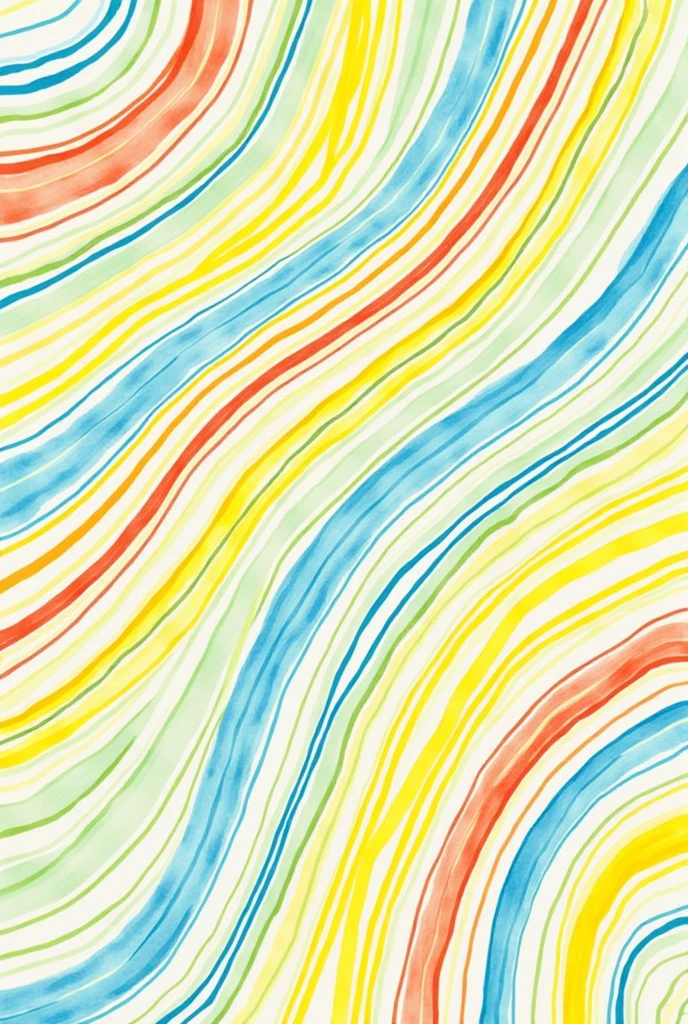 Make a drawing with straight and curved colored lines, colors yellow, blue, green and orange, an easy sixth grade drawing, make it with thin lines that don't need coloring, very easy, extremely easy to draw by hand with colored pencils and highlighters.