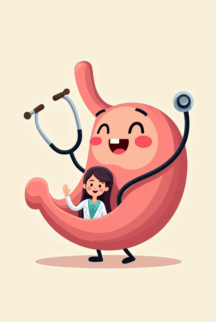 A happy stomach with a stethoscope and a doctor inside..Dasyl Martinez