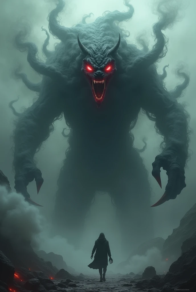 Being with a body of smoke, basilisk mouth, red eyes and sharp claws