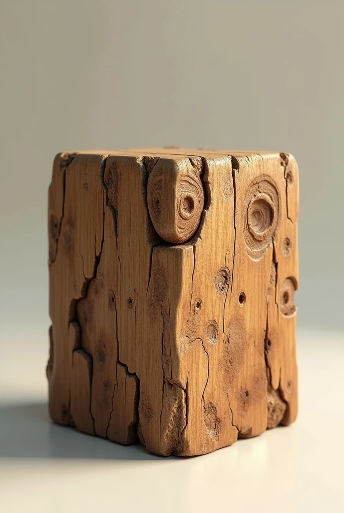 A pixelated wooden block with rustic vibes