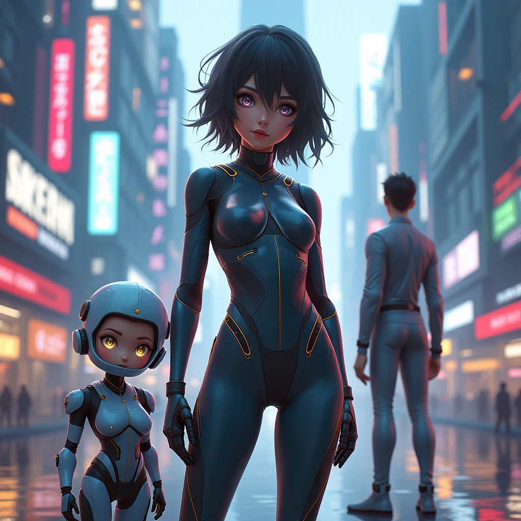 Woman in futuristic suit posing in the city, cute Robot Girl, Robot Girl, Beautiful boy, Cyberpunk anime girl mecha, Perfect robot woman, Perfect anime robot woman, Female robot, Cyberpunk beauty young cyberpunk anime girl, Girl in mecha network armor, Cyberpunk Robot, Cyberpunk Robot, Cyberpunk ic elvish queen