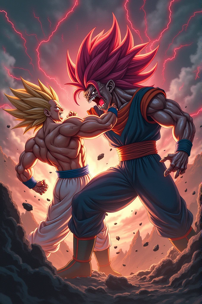 Vegeta fighting with a demon