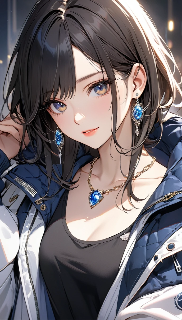 best quality, excellent_Beautifully, beautiful, 8K, jacket, earrings, Necklace, concept