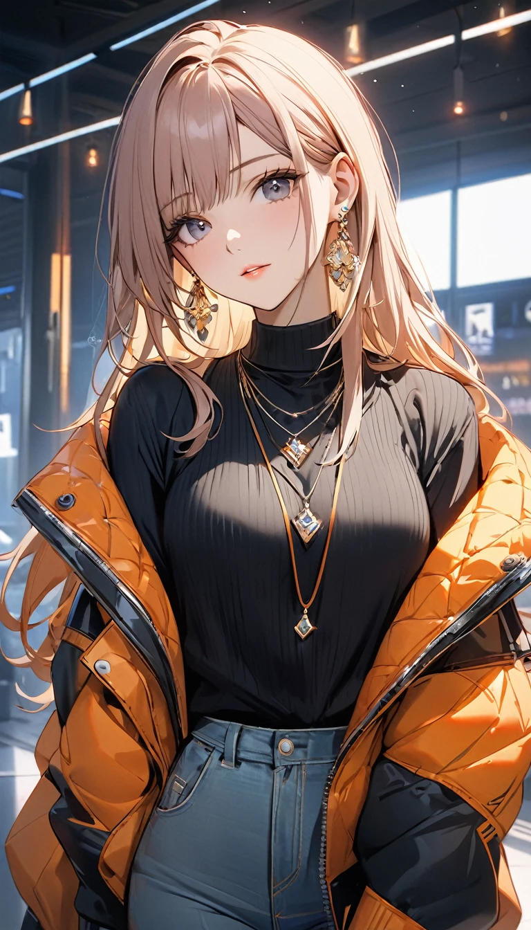 best quality, excellent_Beautifully, beautiful, 8K, jacket, earrings, Necklace, concept