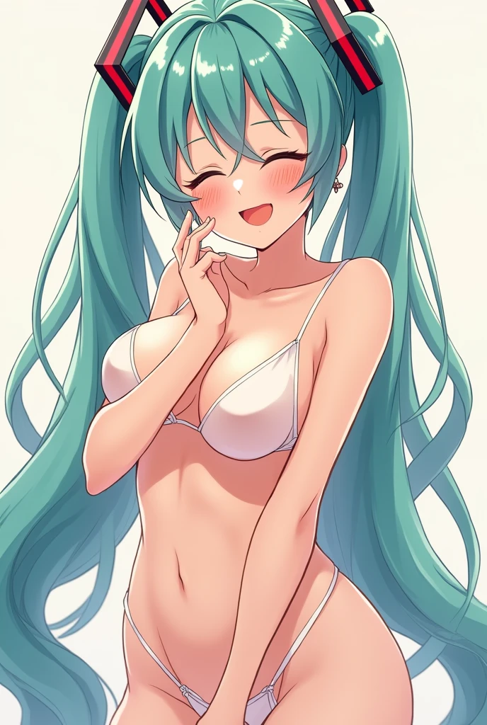  hatsune_miku absurdres commentary_request highres 1girl aqua_eyes aqua_hair arm_at_side bare_arms bare_shoulders bikini black_bikini blush breasts closed_mouth collarbone crossed_bangs expressionless feet_out_of_frame gradient_hair green_hair hair_between_eyes hair_ornament hand_on_own_stomach head_tilt heart knee_up long_hair looking_at_viewer multicolored_hair navel pink_background simple_background skindentation small_breasts solo swimsuit twintails very_long_hair nipples torn_closes
