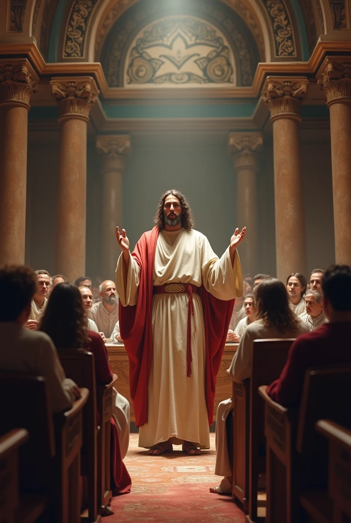 Biblical repitunra jesus speaking to the people in the synagogue biblical representation