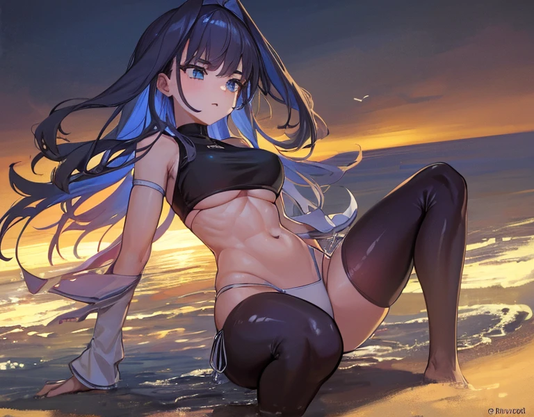 1 girl, Position: Crawling, (Hips emphasis), Sunny beach, (Perfect hands), (Perfect anatomy), (Perfect body structure), ((2 arms)), ((2 legs)), Masterpiece, Best quality, High resolution, Ultra high resolution, Perfect pixels, Depth perspective, 4K, Ultra high resolution, /Studio lighting, /Sharp focus, /Bright colors, /Portrait, /Warm colors, /Soft lighting, Full body,