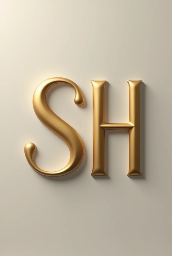 generate a perfekt logo that contain only ' SH ' with perfect design with gold color