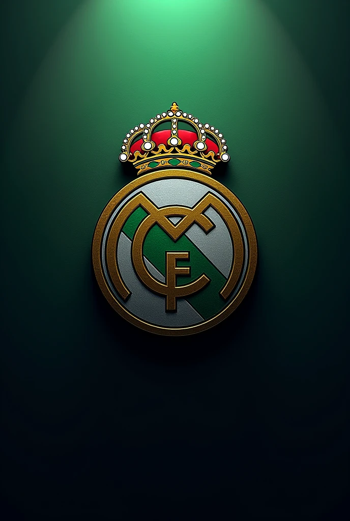 Real Madrid shield in green and black with the letters DN,