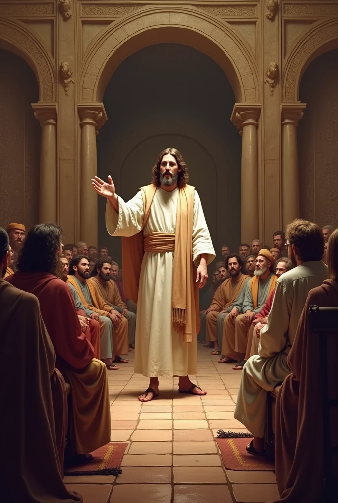 Biblical repitunra jesus speaking to the people in the synagogue biblical representation