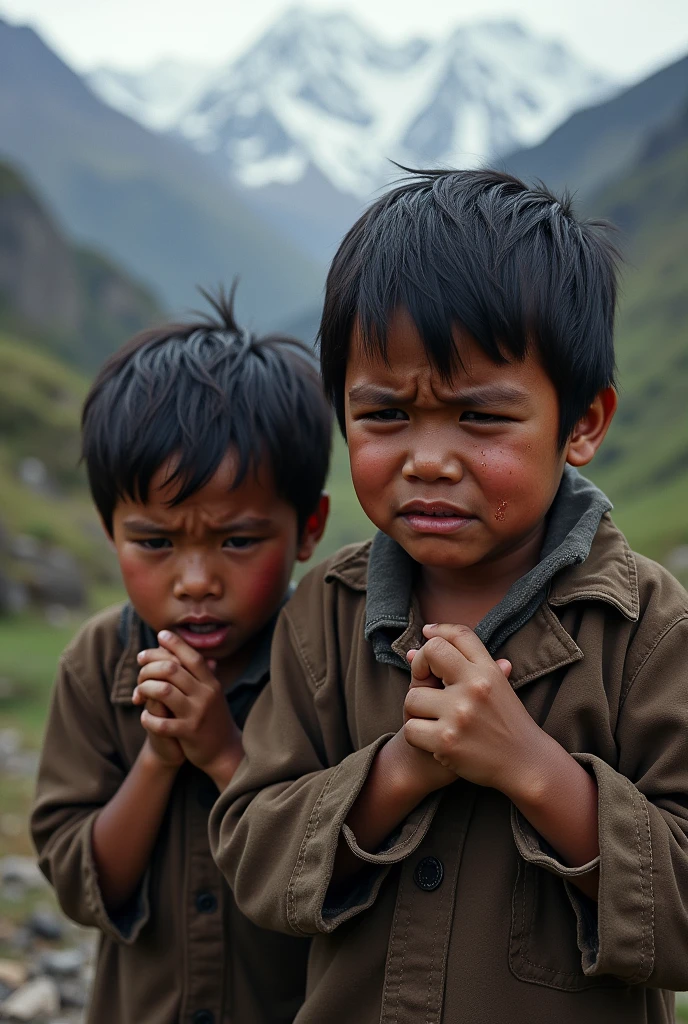 Andean male children crying