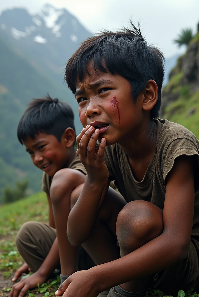 Andean male children crying