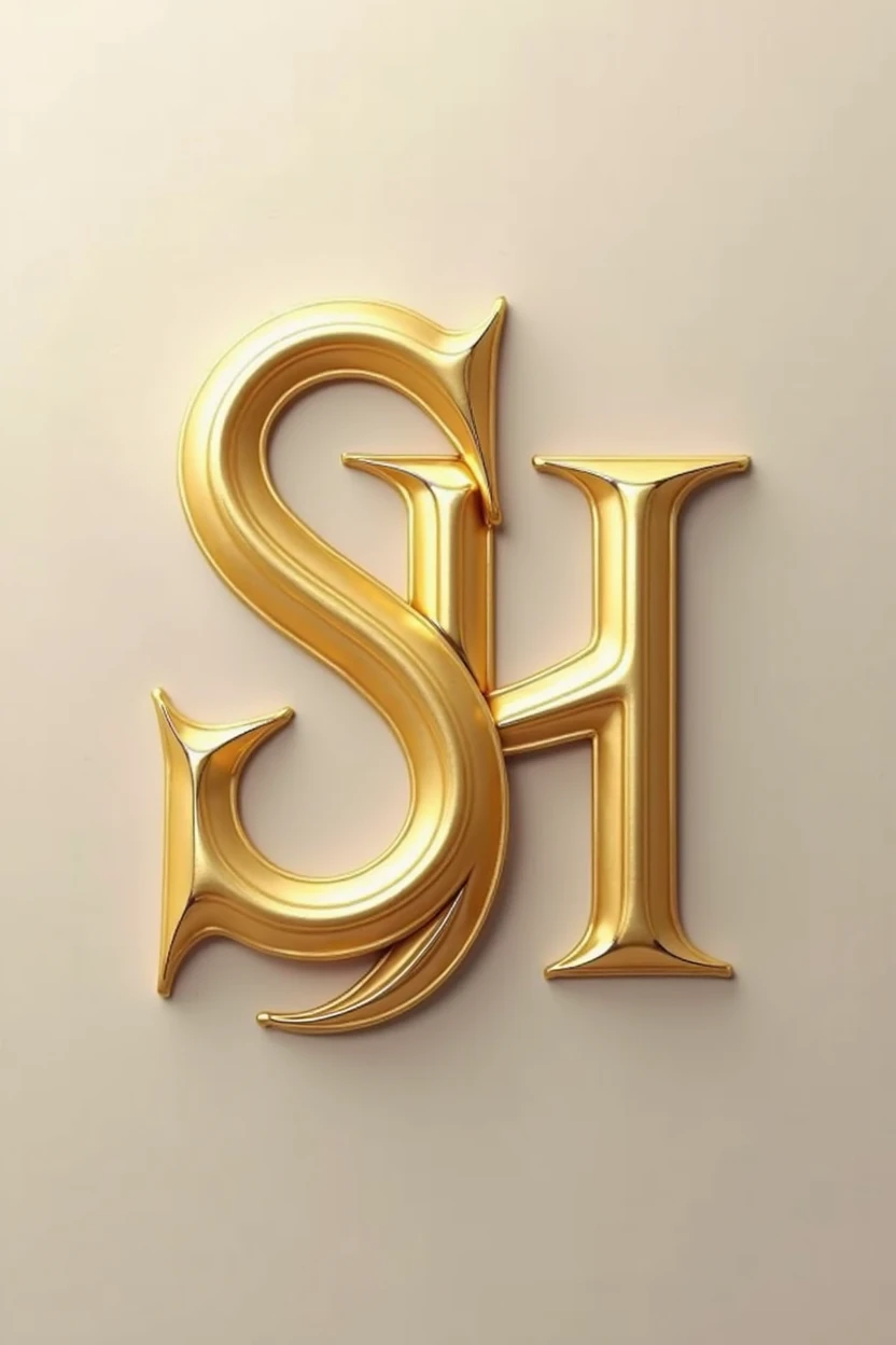 generate a perfekt logo that contain only ' SH ' with perfect design with gold color, more luxury