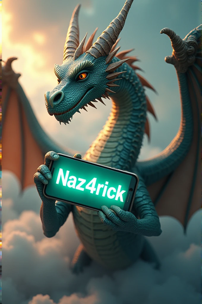 AN IMAGE WITH A DRAGON HOLDING THE NAME NAZ4RICK WHATSAPP PROFILE