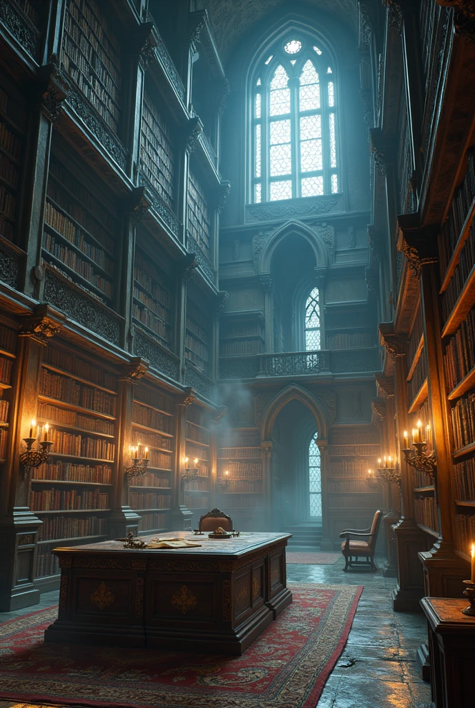 Ancient and magical room that looks like a library
