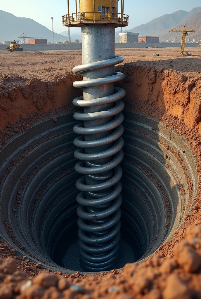 Civil engineering helix piles foundations