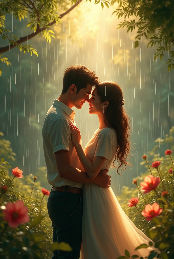Rice shower romantic scene