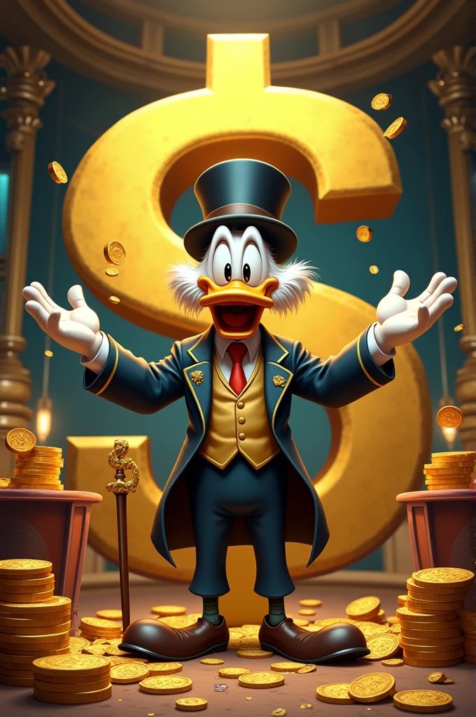Uncle Scrooge making the dollar sign symbol
