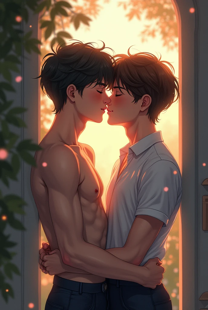 Boys kissing