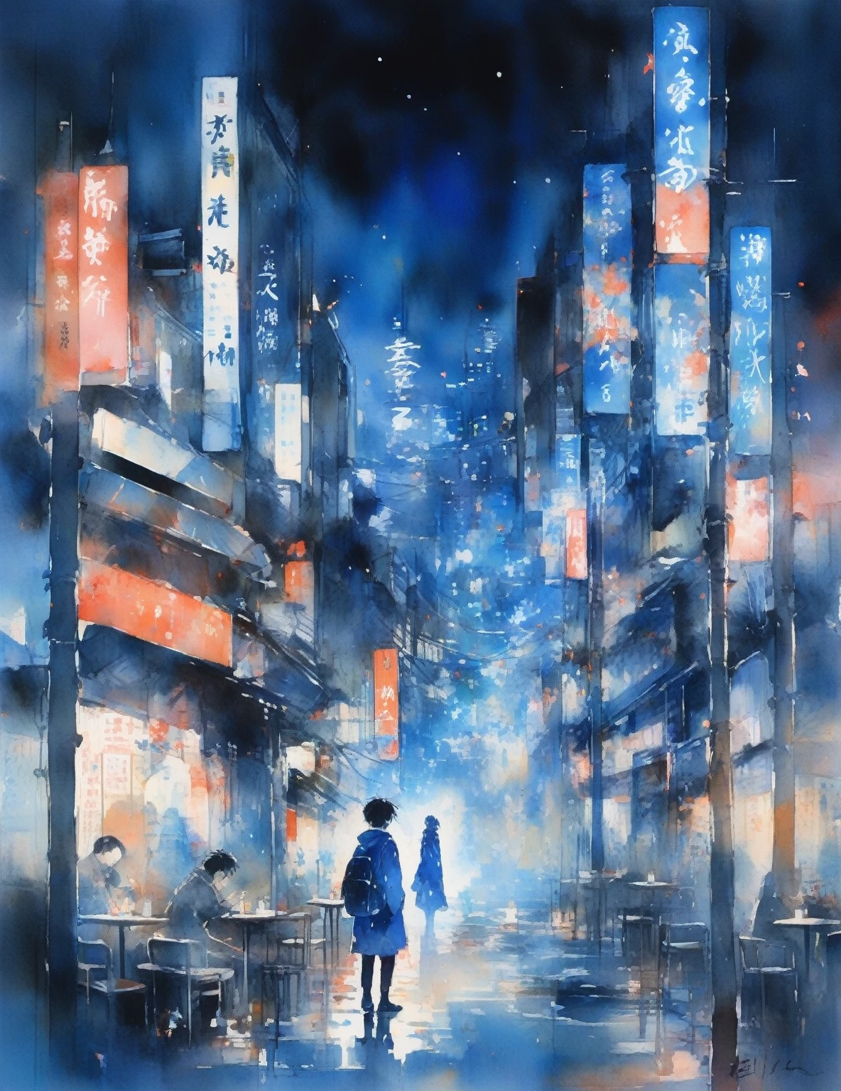 (((Highest quality,masterpiece))),(Blue((woman))) (Aoi) - Lonely Artist Background: 20代後半のBlueは、Unable to find my place in the hustle and bustle of the city、An illustrator who feels lonely。He continues to search for inspiration in the outskirts of the city.、I was no longer finding joy in drawing.。During the day, I sketch in cafes and parks.、At night, I am guided by the neon lights、Wander through Tokyo's backstreets and quiet corners。
Purpose: Finding new meaning in your art。Through the light and shadow of the city、Express yourself、He wants to complete a new piece to help him deal with the pain of his past.。
character: Introverted and sensitive、The type who expresses themselves through pictures rather than words。Past failures have become traumatic、Tendency to avoid deep relationships with others。
