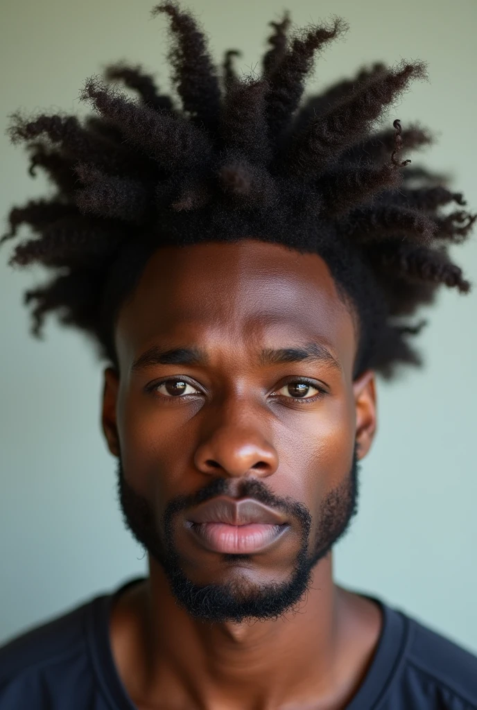 Photo of a black man with half curly half ugly hair