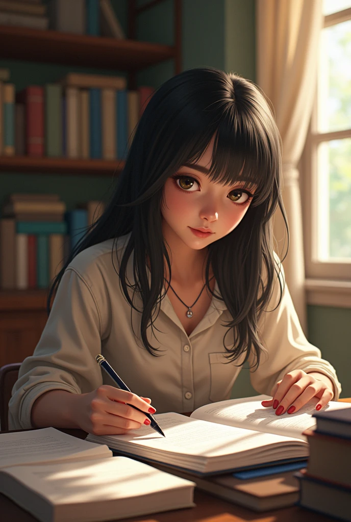 woman with paper and notebooks
