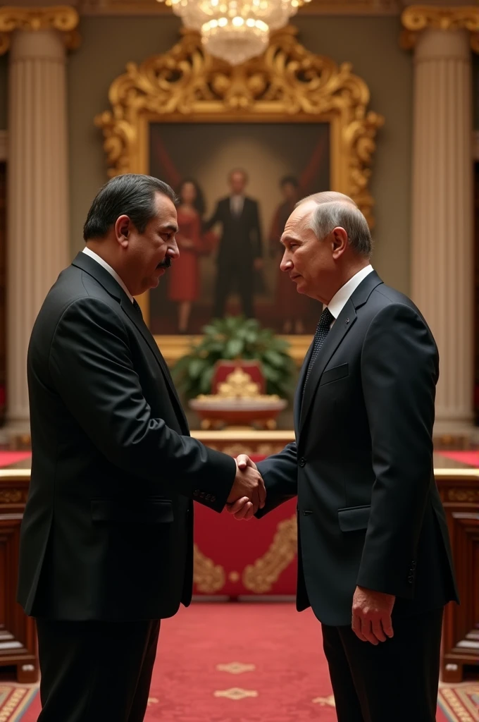 Vladimir Putin and Nicolas Maduro shaking hands