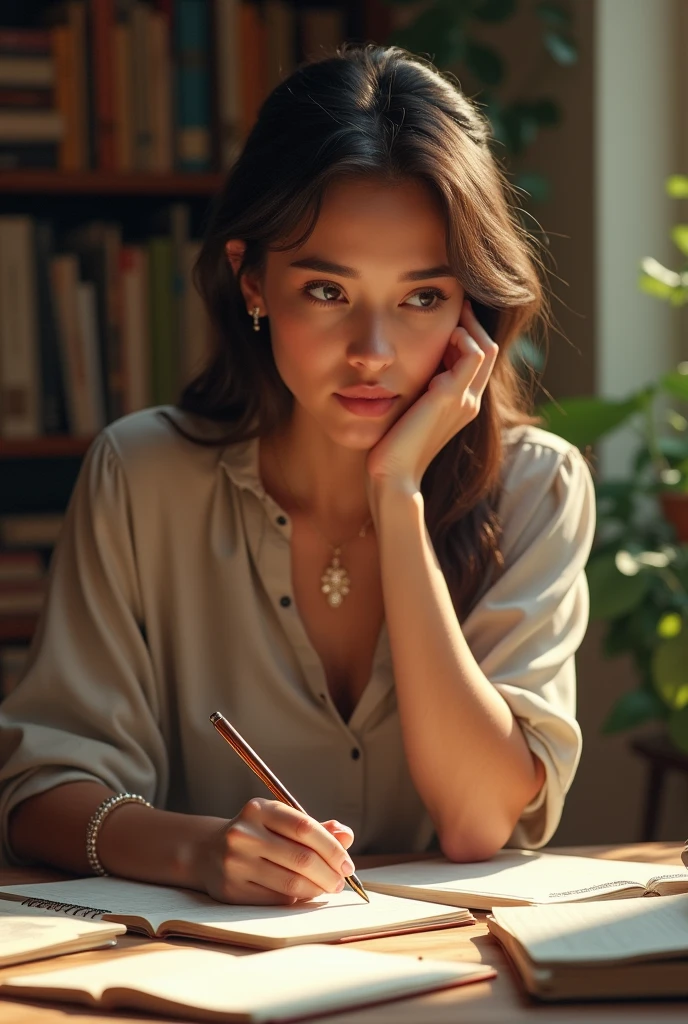 woman with paper and notebooks