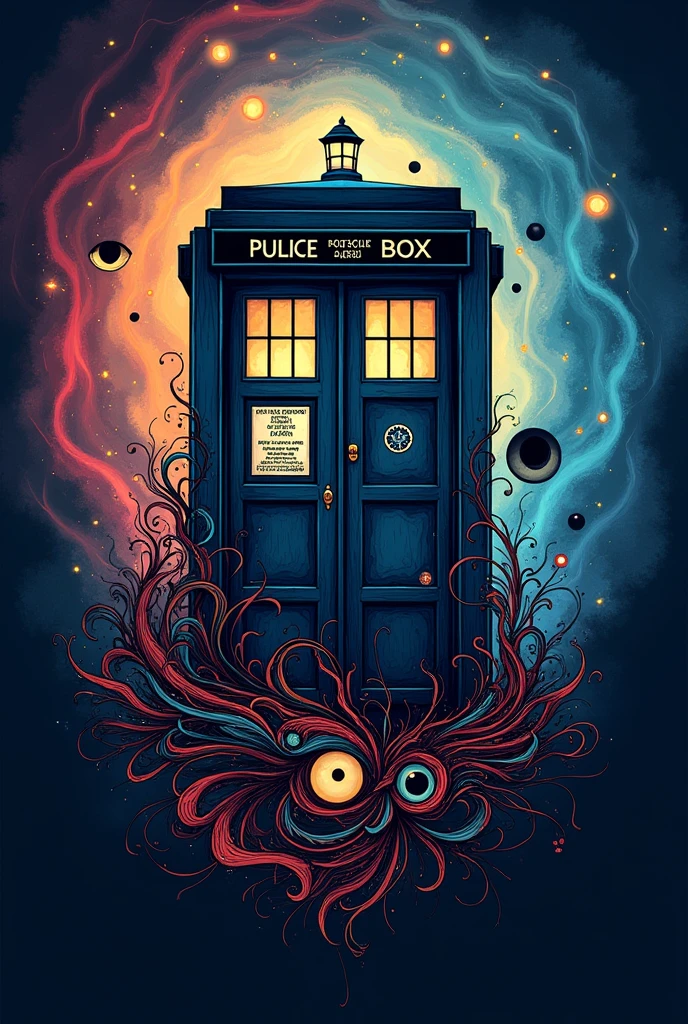 Make a logo with a mix of Doctor Who and Coraline
