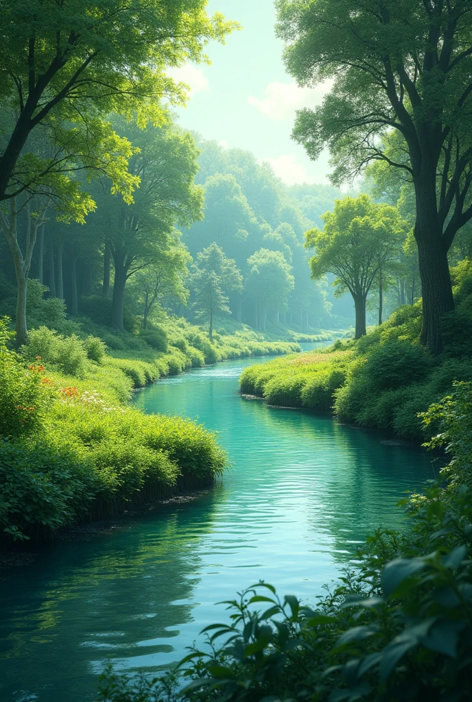 Greenery on the both side of the river