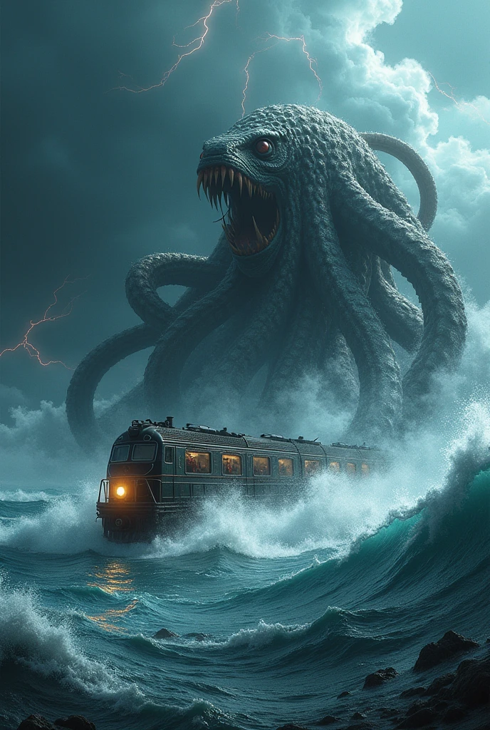 Create a giant kraken in the middle of the sea by grabbing a train