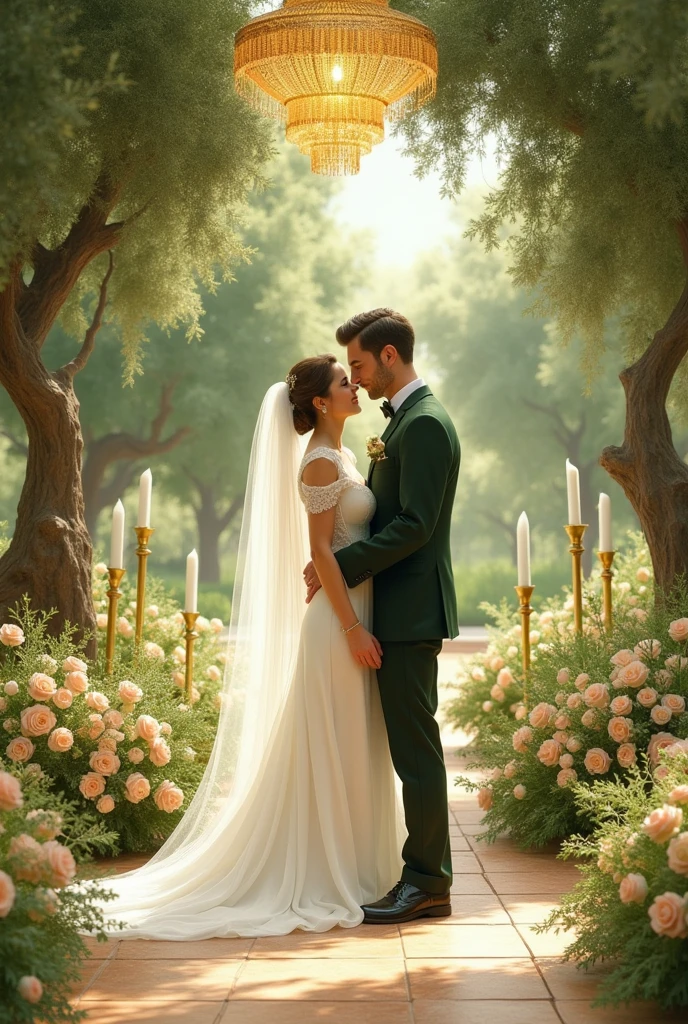 Wedding with olive green colors,gold and white