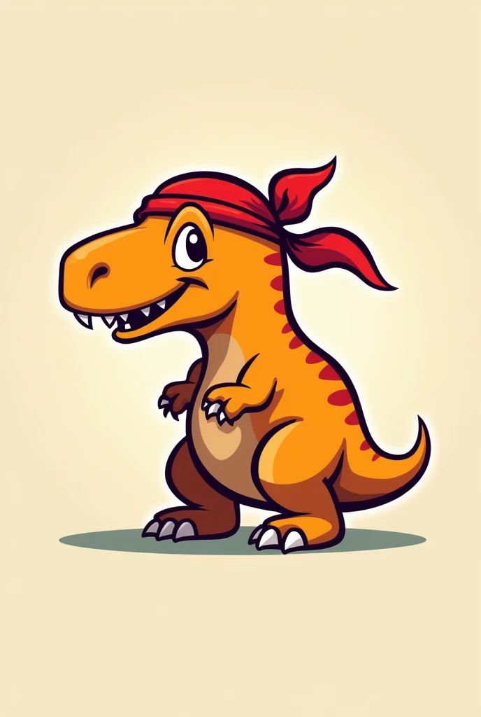 Non-transparent logo with solid colors using an orange dinosaur and a red bandana, Combine it in a creative way and make your personality relaxed but attentive.