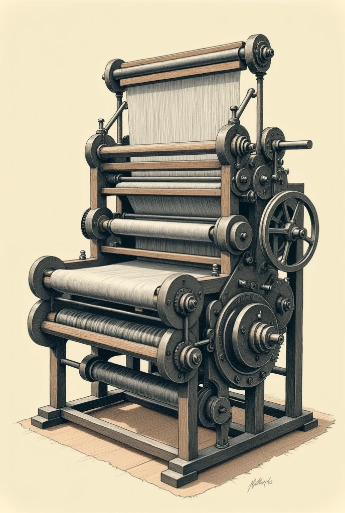 Create a power loom as if it were hand drawn