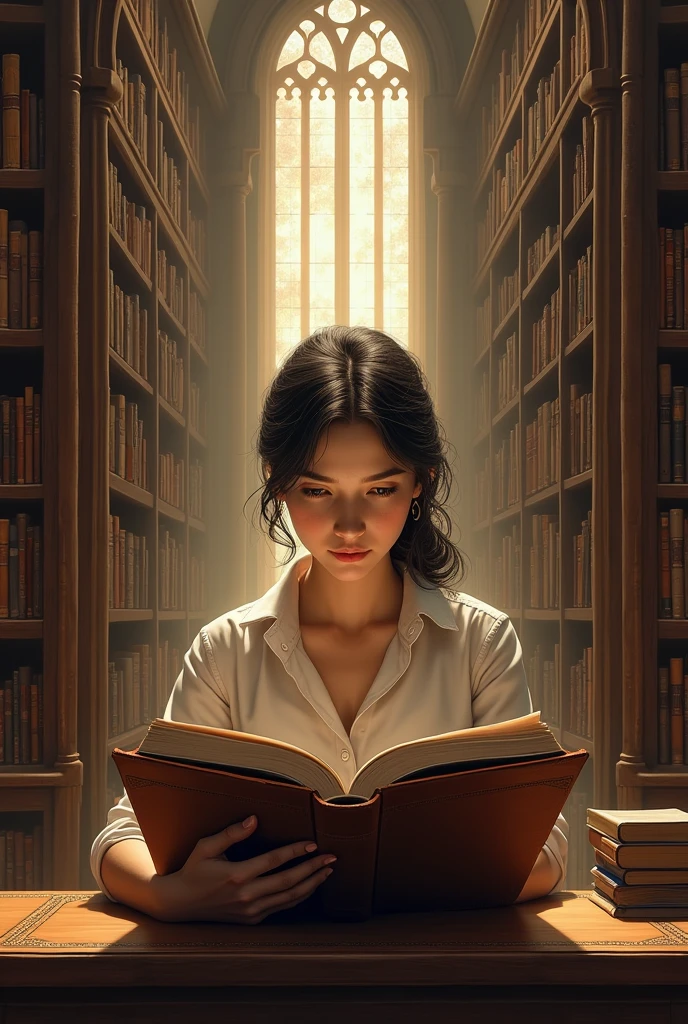 woman in library