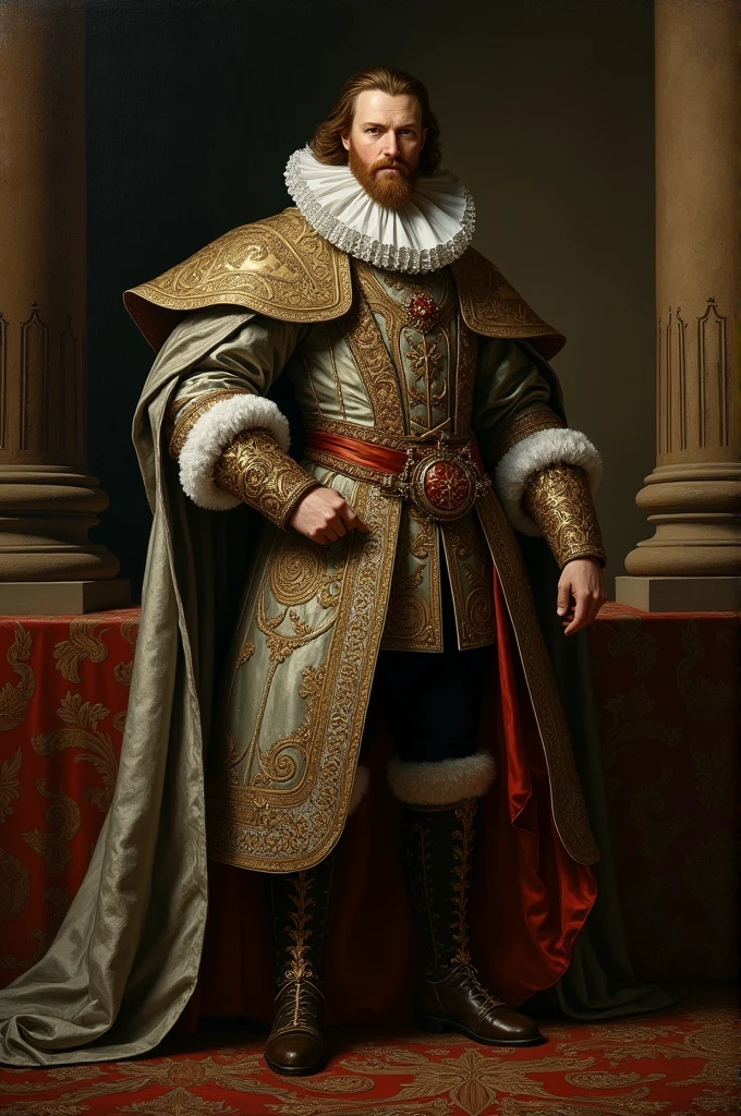 Create an image inspired by this phrase: “My voice does not answer you, because my honor answers you; I'm not talking to you, Because I want my works to tell you about me.”Considering that it is a work from the 17th century in the Baroque