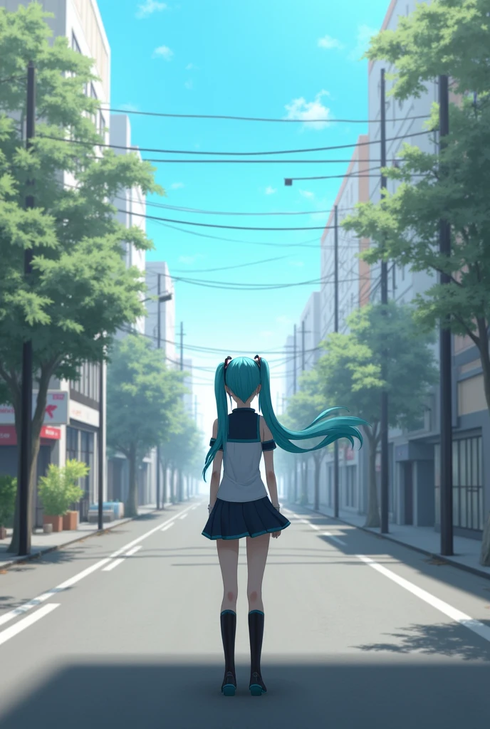 summer fast You left behind background Nostalgia In town Daytime asphalt
Hatsune Miku uniform Backwards Distant View
