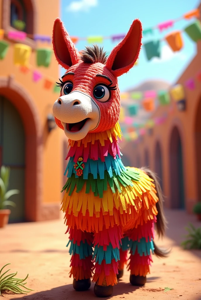 An image of a colorful Mexican donkey piñata