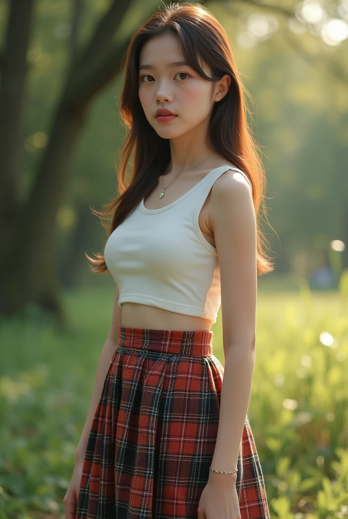 woman in plaid skirt