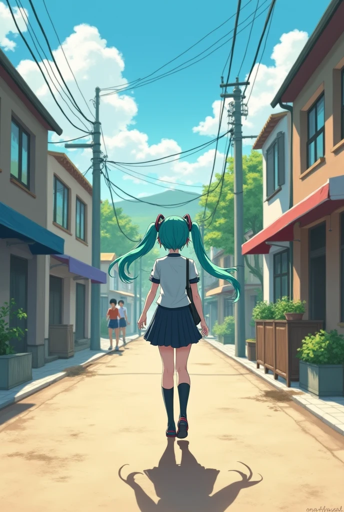 summer fast You left behind background Nostalgia In town Daytime asphalt
Hatsune Miku uniform Backwards Distant View もっとDistant View