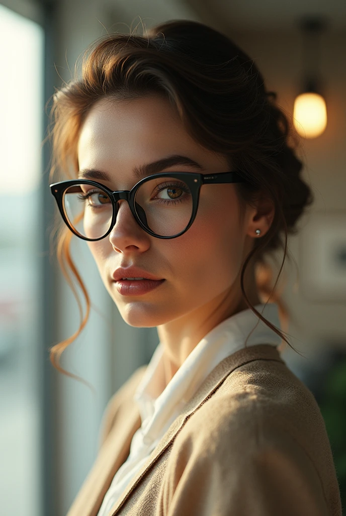 woman with cat eye glasses