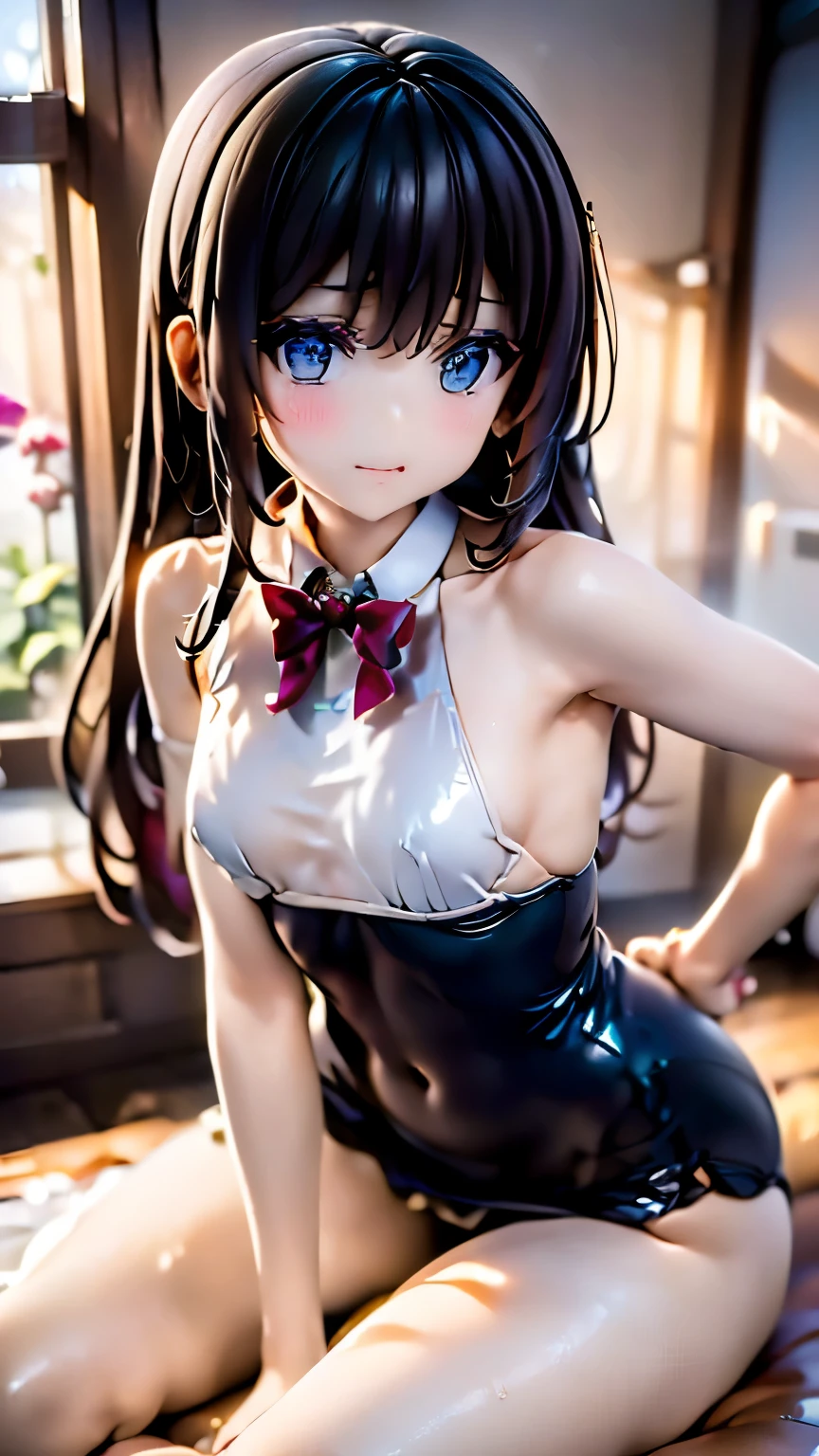 (masterpiece, Highest quality:1.2), 8k, Young and beautiful, 85mm,Official AR RAW Photos, Baby Face、Big Breasts、Show me your ears、photo shoot, Cute Face, Thighs, After school classes, Looking at the audience, Embarrassing、smile、No makeup, Film Grain, chromatic aberration, Sharp focus, Face Light, Bright lighting, 10 generations, Detailed face, Background blur、((((((15-year-old high school girl))))))、Narrow waist、Sailor suit、Navy blue mini skirt、White tiny panties