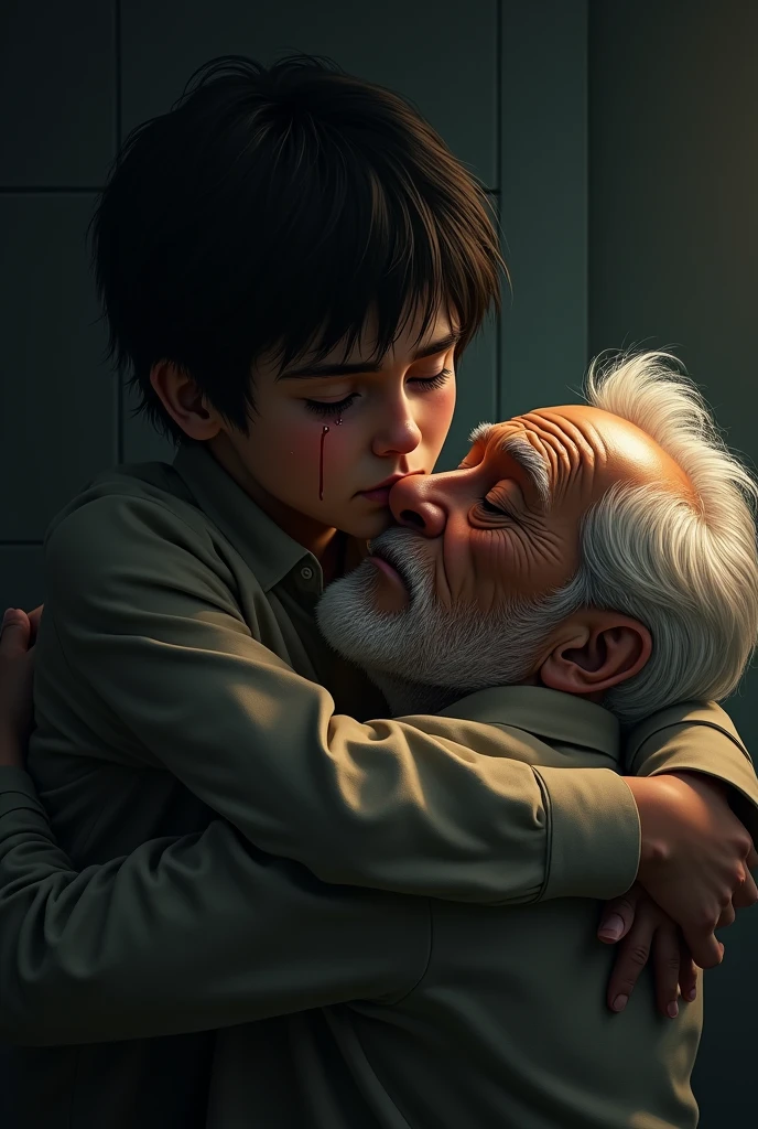 ager hugging his deceased grandfather 