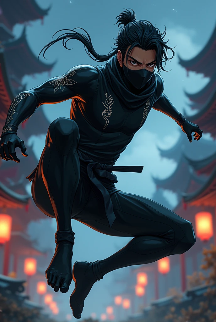 A male character who is a ninja named hayabusa in anime style