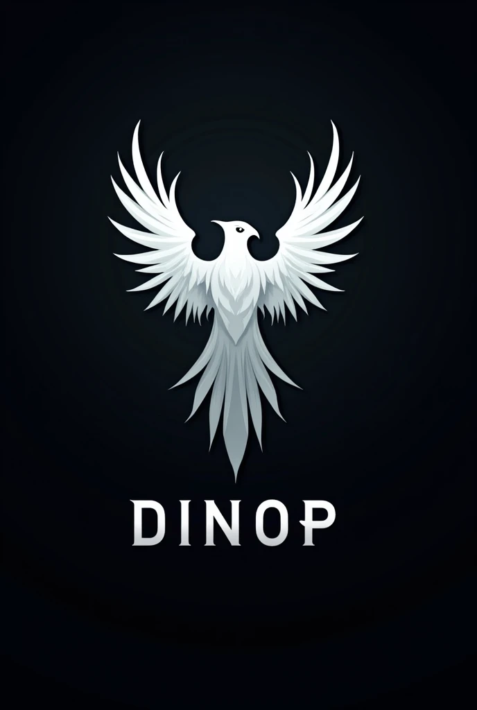 a logo that has the name DINOP having a white Xolmis irupero with an air of darkness