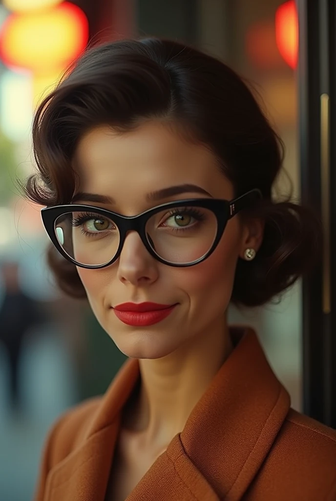 woman with cat eye glasses