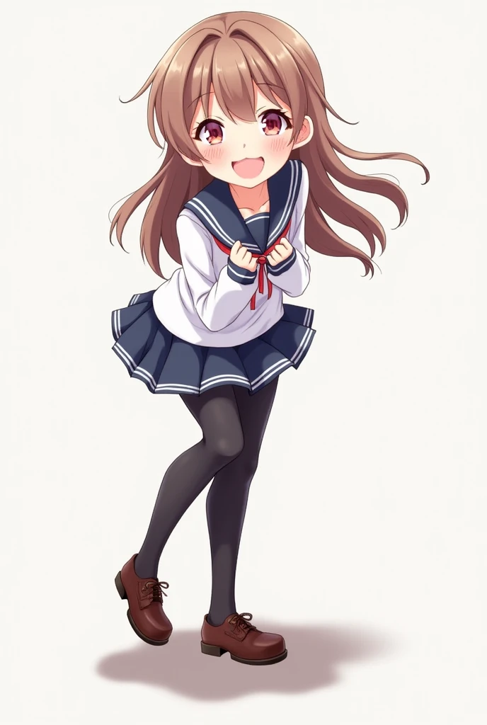 Anime Girl、uniform、black tights、Thighs、sole、Grin、A little blush