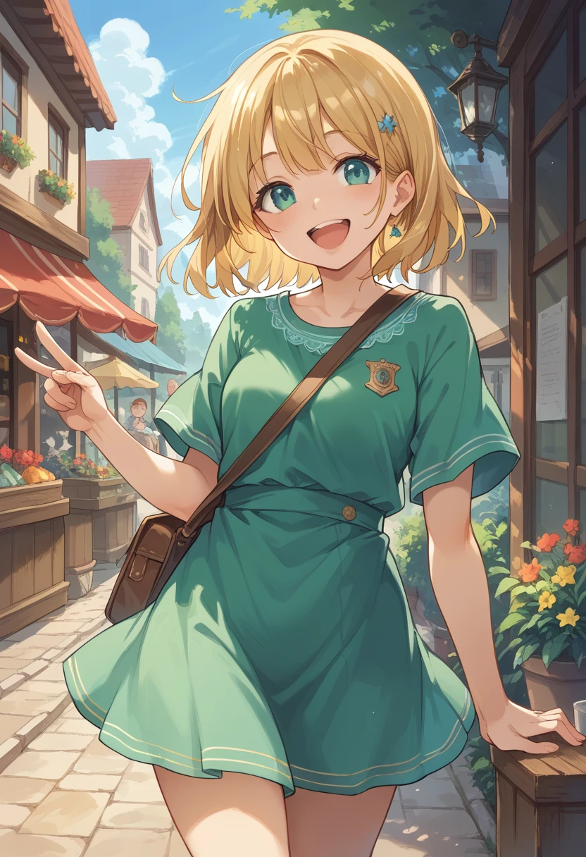 masterpiece, best quality, score_9, score_8_up, girl, happy, outdoor, cowboy shot,